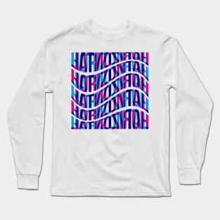 Horizontal Waves Typography (Cyan Magenta Blue) Long Sleeve T-Shirt